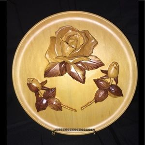 Handmade Wooden Plate With Roses